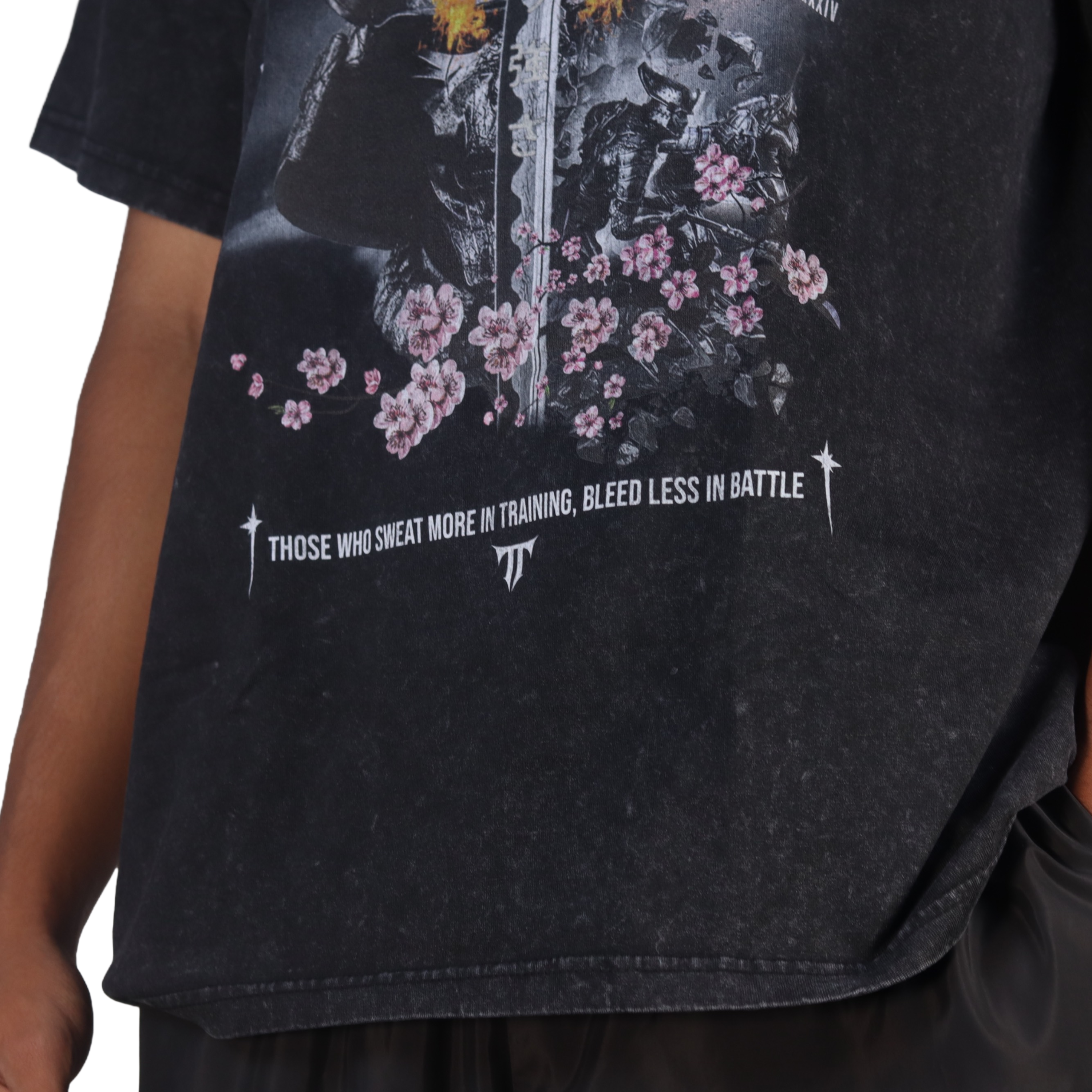 Black Oversized Samurai Graphic Tee