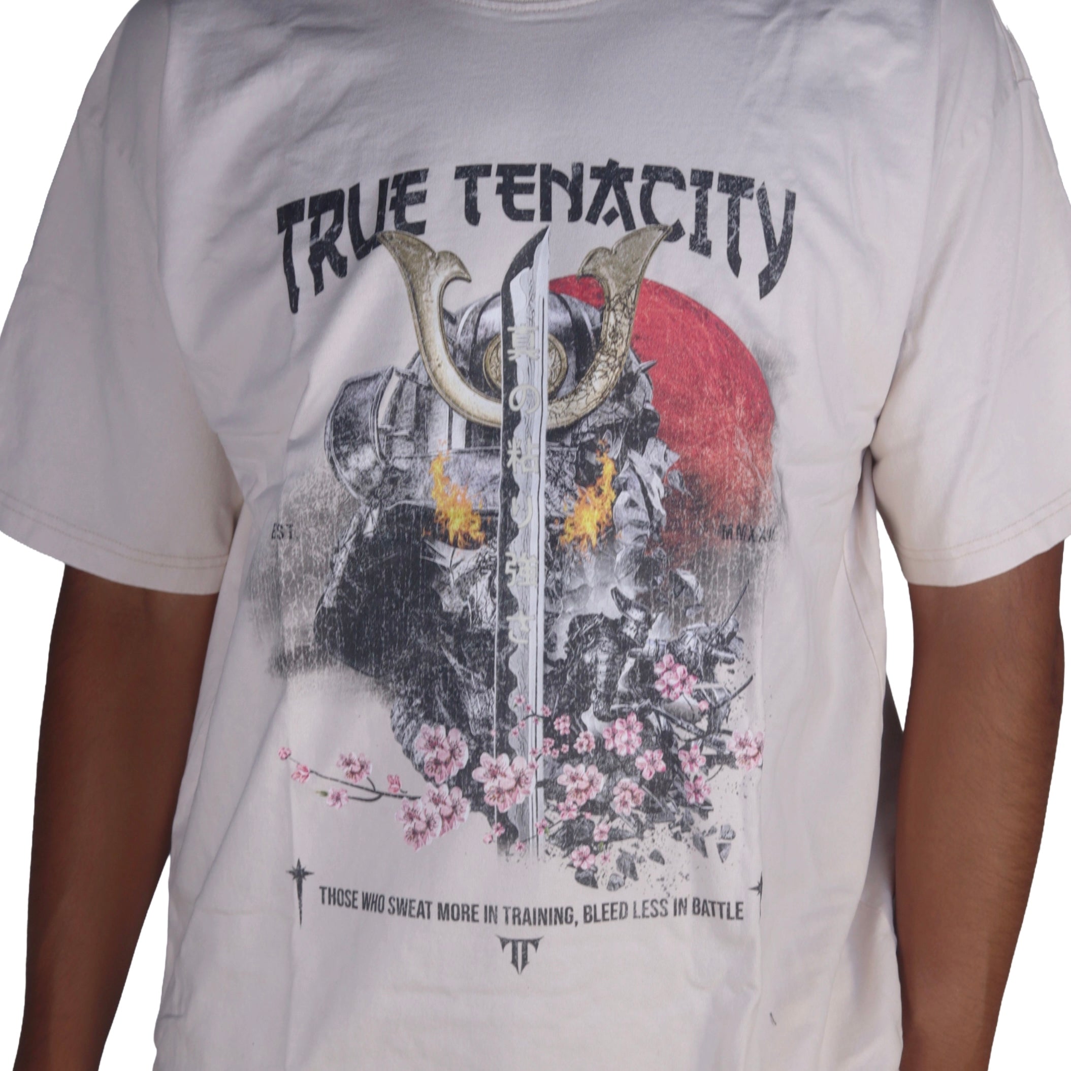 Cream Oversized Samurai Graphic Tee