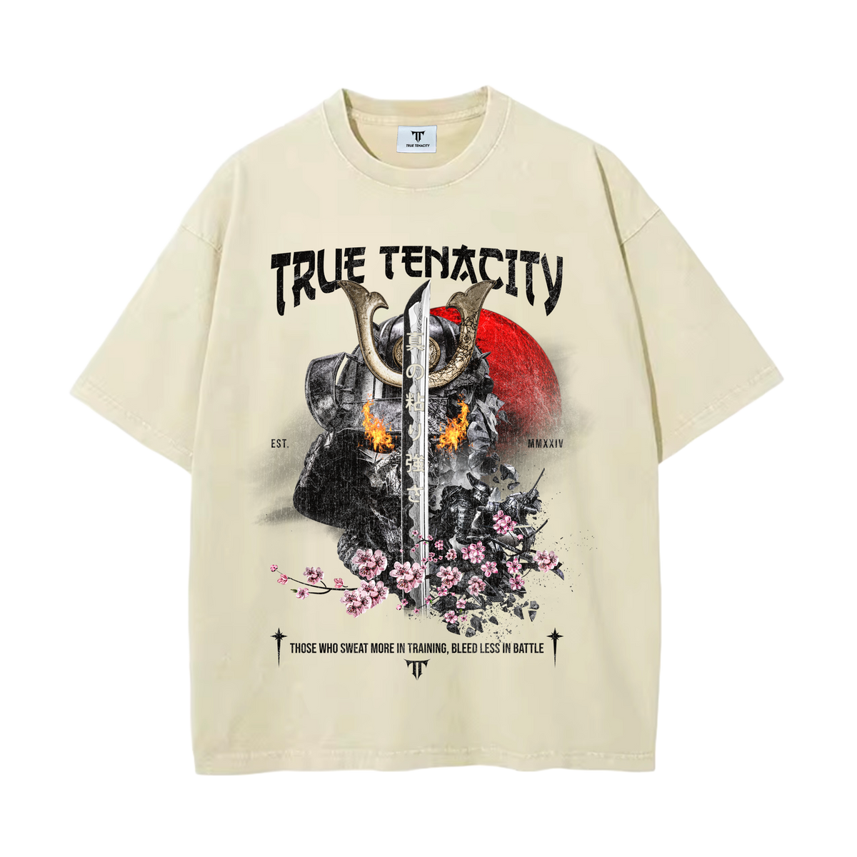Cream Oversized Samurai Graphic Tee