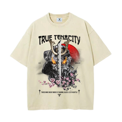 Cream Oversized Samurai Graphic Tee